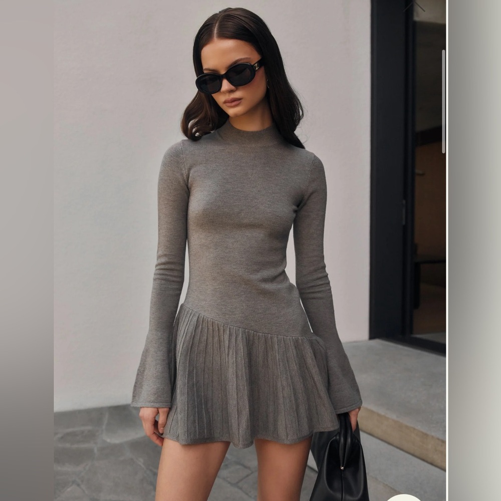 Meshki Blair Knit Mini Dress With Pleats Size S